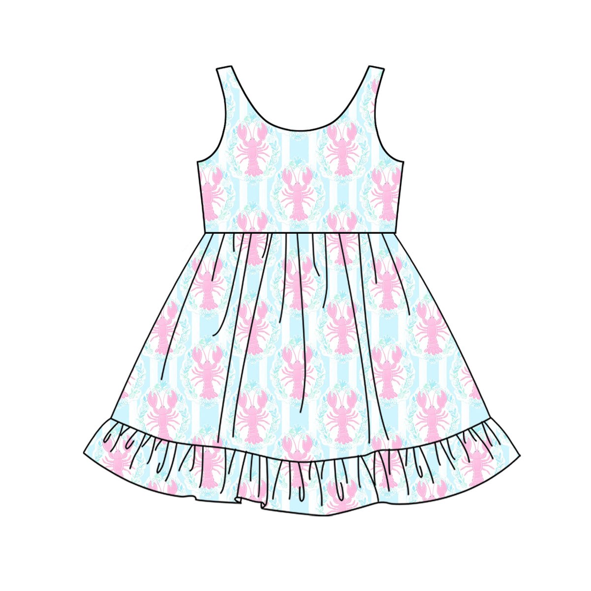 Toddle baby girl crawfish summer dress preorder