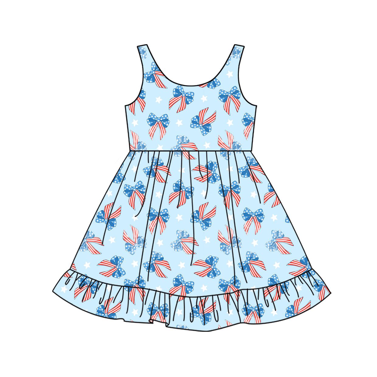 Toddle baby girls bow deisgn July 4th dress preorder
