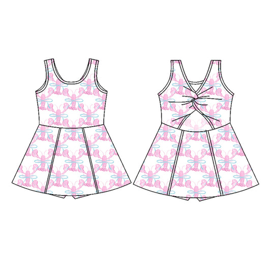 Baby girl crawfish print active wear athletic summer dress with shorts preorder