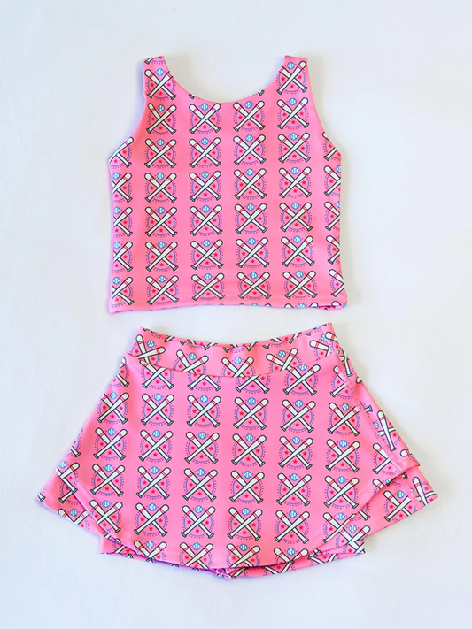 Baby girls baseball active wear athletic summer yoga skirt outfit preorder