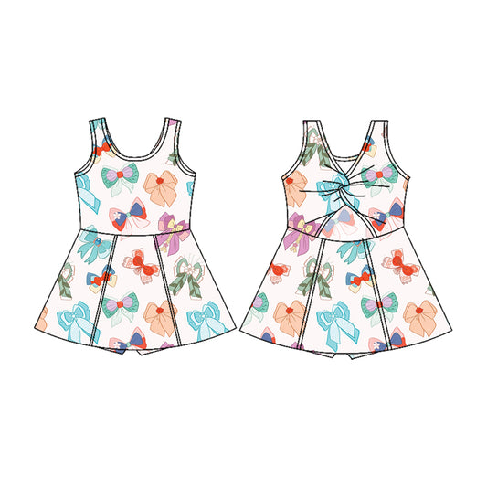 Baby girls colorful bow active wear athletic summer yoga skirt dress  preorder