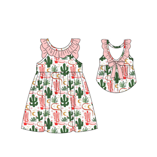Baby girl western boots cactus summer dress preorder