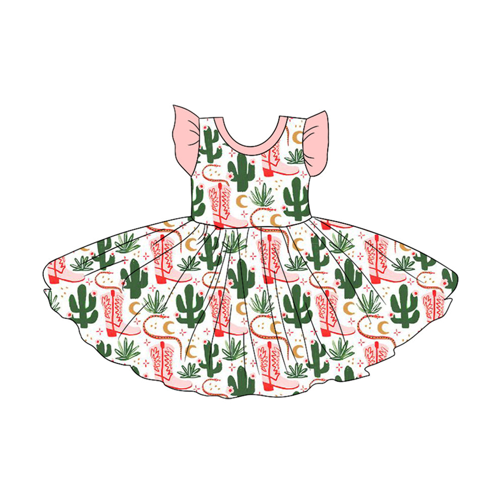 Baby girl boots cactus design summer dress preorder