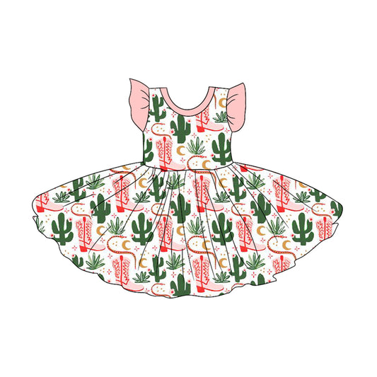 Baby girl boots cactus design summer dress preorder