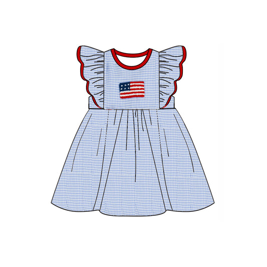 Infant baby girl America flag July 4th dress preorder