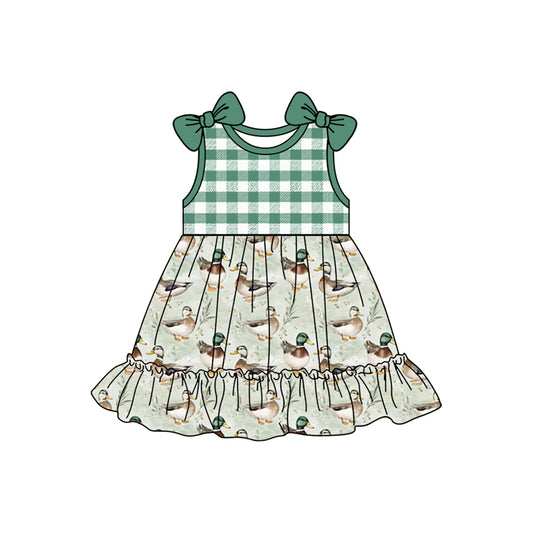 Baby girl mallard duck green plaid dress preorder