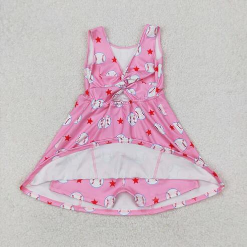 Baby girls softball design active wear athletic summer yoga skirt dress