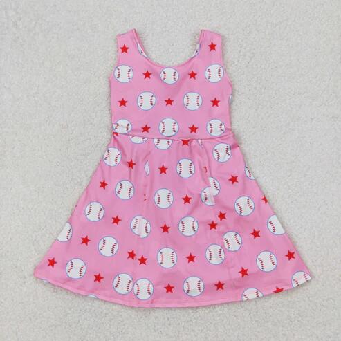 Baby girls softball design active wear athletic summer yoga skirt dress