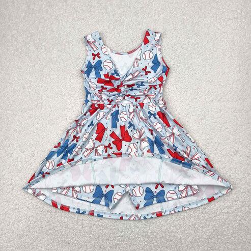 Baby girls softball design active wear athletic summer yoga skirt dress
