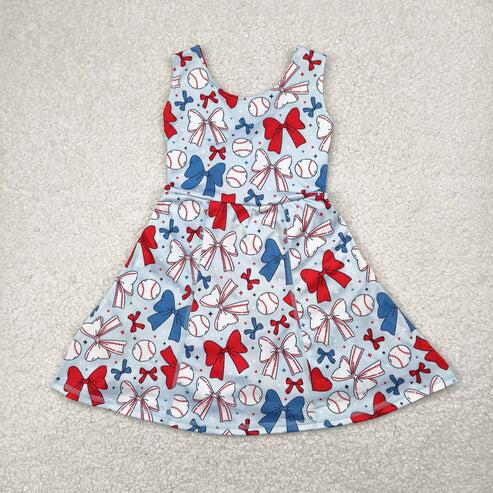 Baby girls softball design active wear athletic summer yoga skirt dress