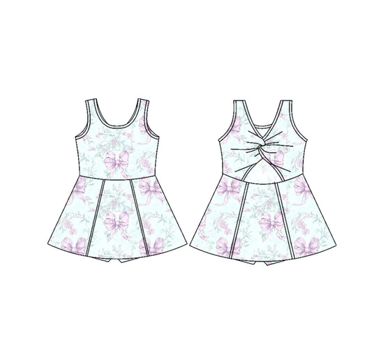 Baby girls lavender bow active wear athletic summer yoga outfit preorder