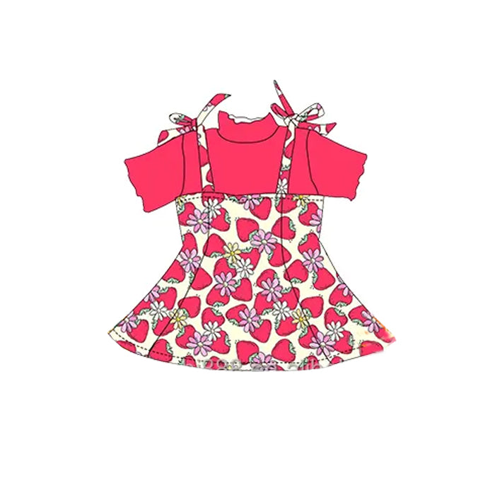 Toddle baby girl pink shirt strawberry dress outfit preorder