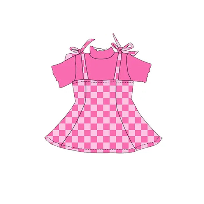Toddle baby girl pink shirt plaid dress outfit preorder
