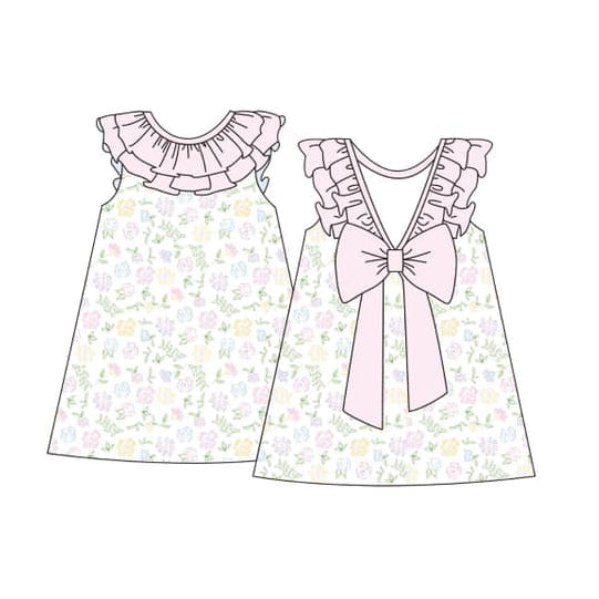 Infant baby girls pink yellow floral summer dress preorder