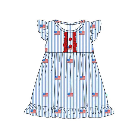 America flag  baby  girls July 4th dress preorder
