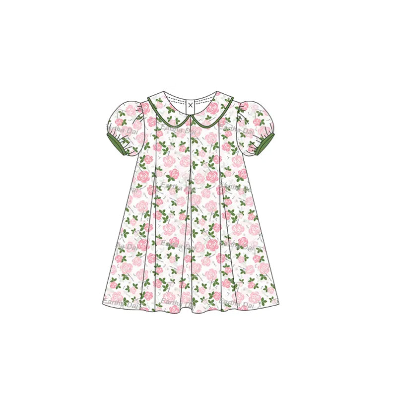 Summer Baby Kids Girls Short Sleeves Pink Floral Dress