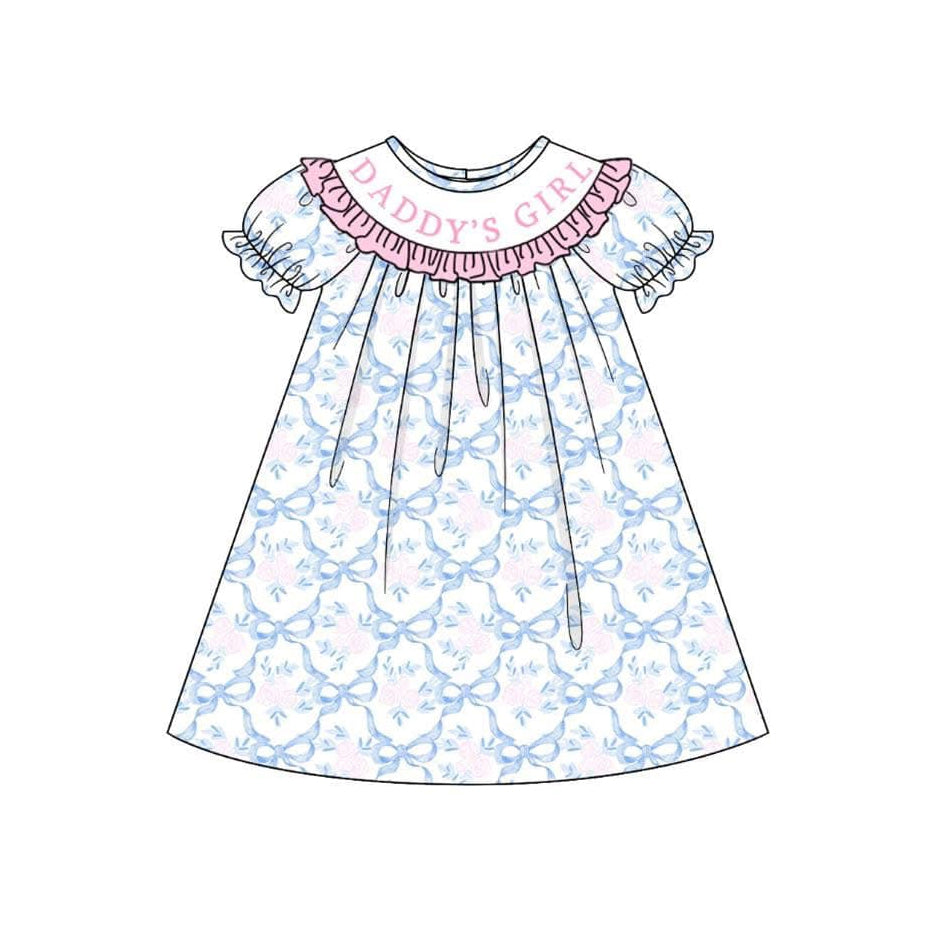 Daddys girl blue bow dress preorder