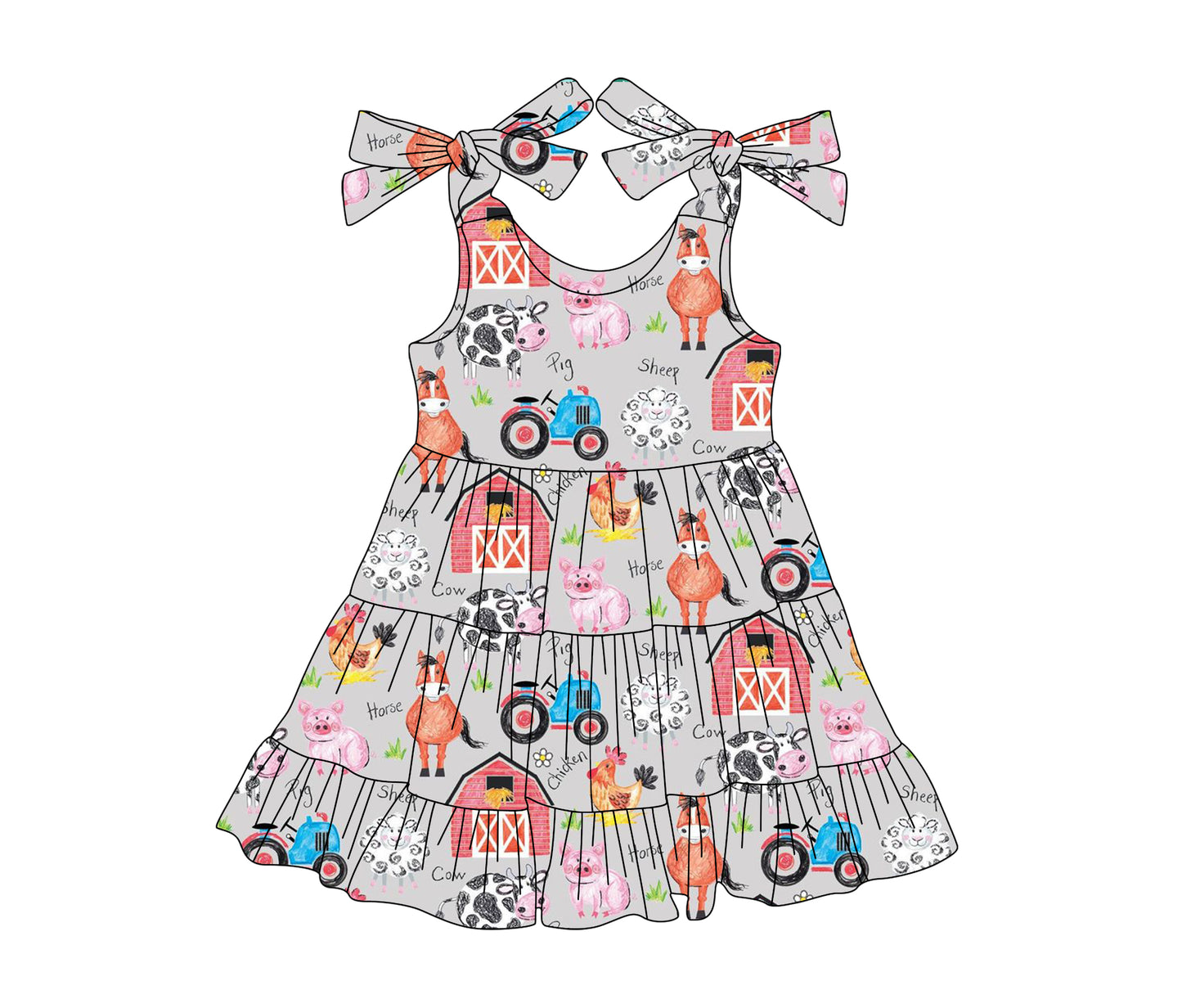 Farm animal toddle girls summer dress preorder