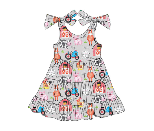 Farm animal toddle girls summer dress preorder