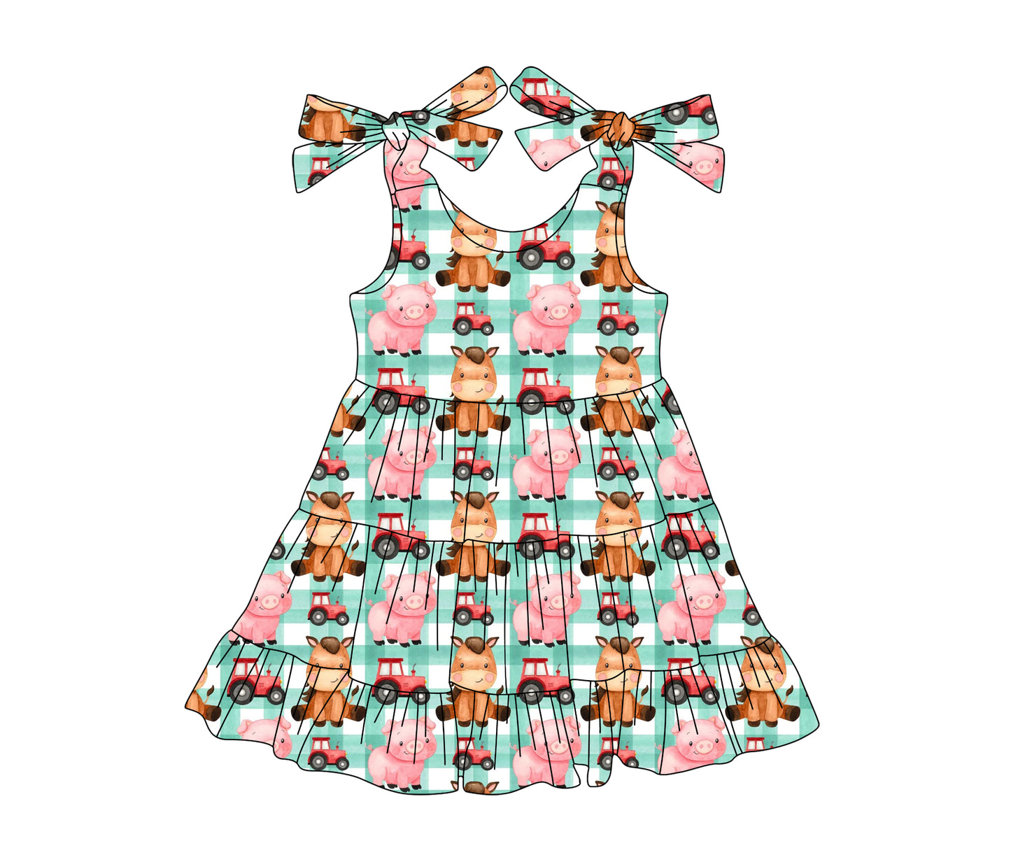 Pig animal design toddle girls summer dress preorder