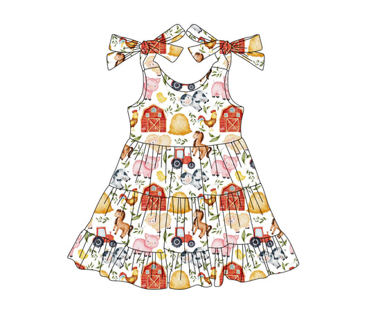 Horse chicken animal design toddle girls summer dress preorder