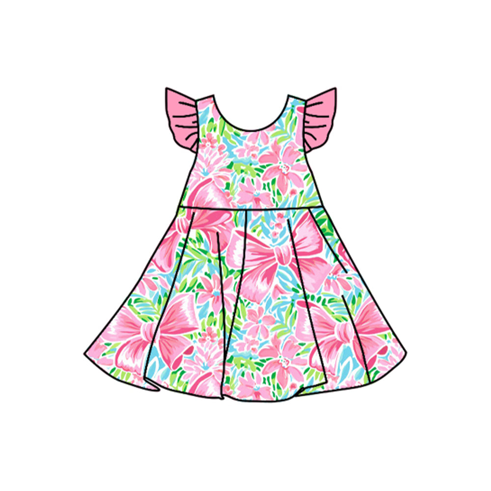 Toddle girls pink bow floral design dress preorder
