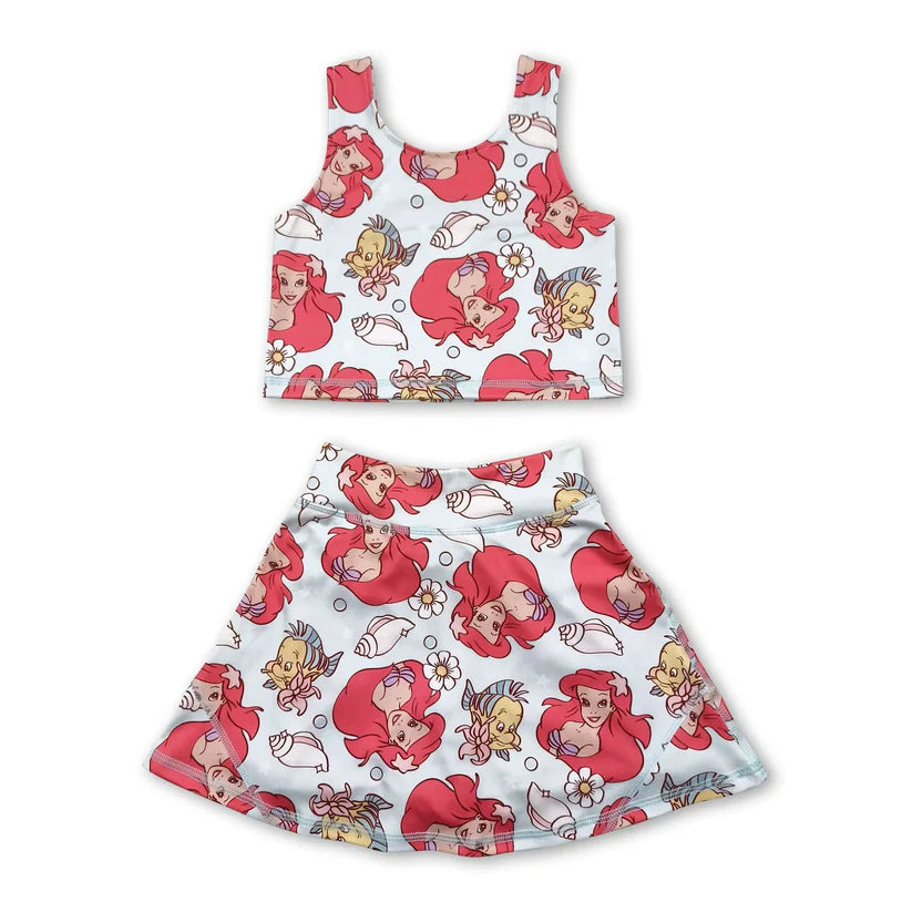 Baby girls cartoon mouse active wear athletic summer yoga skirt outfit