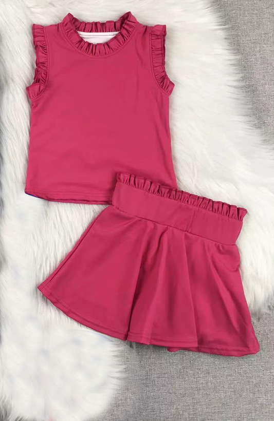 Baby girls hot pink color active wear athletic 2pcs yoga clothes preorder
