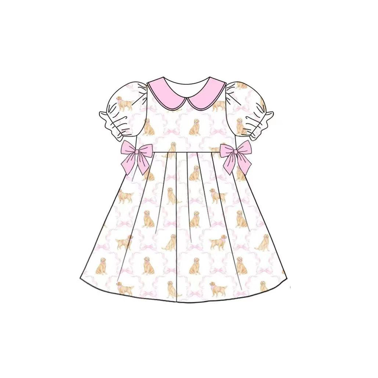 Cute dog pink bow summer dress preorder