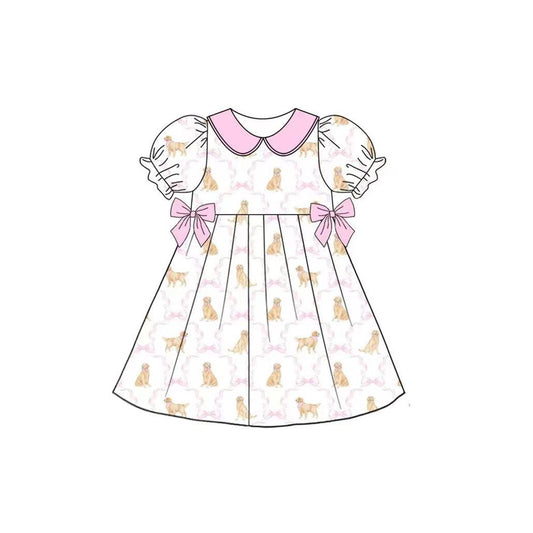 Cute dog pink bow summer dress preorder