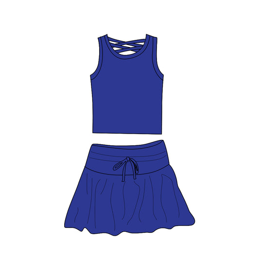 Baby girls navy active wear athletic summer yoga skirt outfit preorder