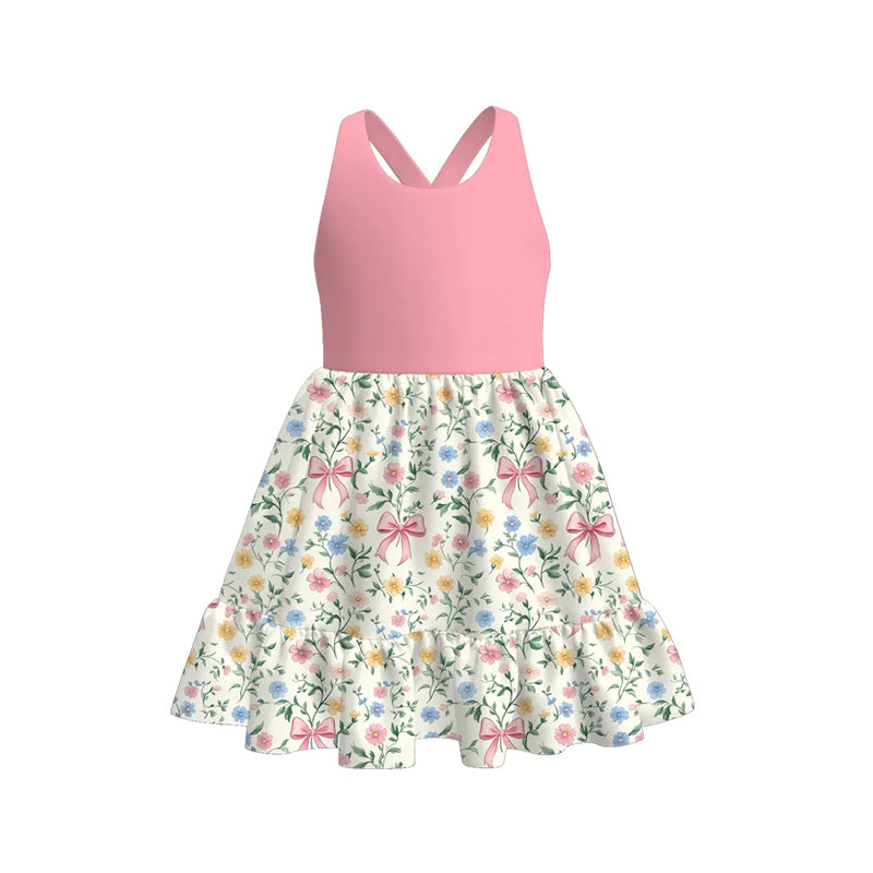 Toddle girls pink bow floral design dress preorder