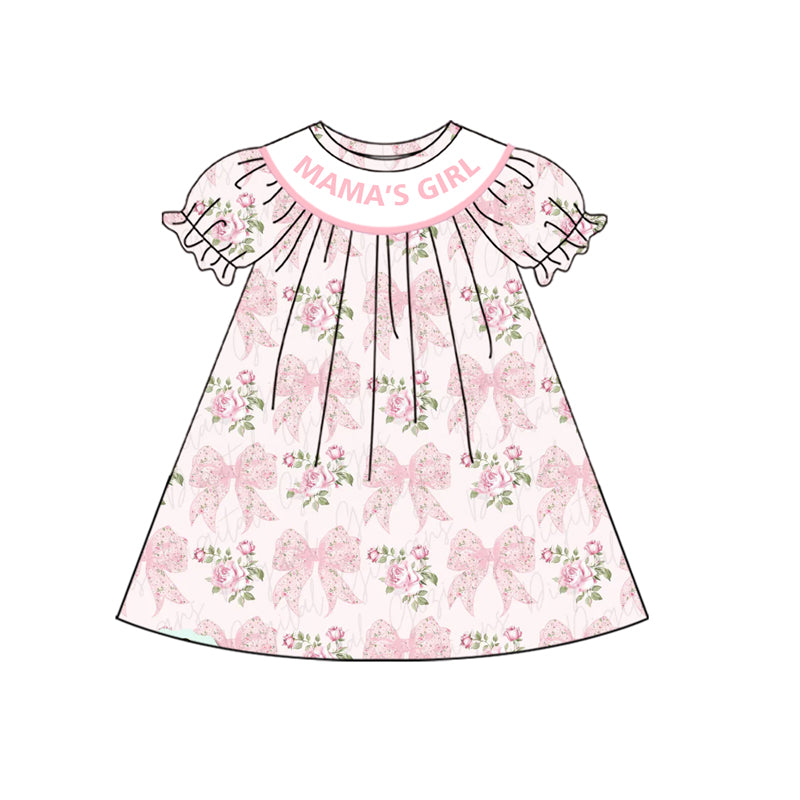 Mamas girl pink bow floral design dress preorder
