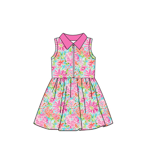Baby girls floral print design active wear athletic summer yoga skirt dress preorder