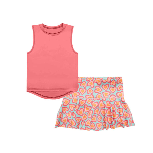 Baby girls heart design active wear athletic summer yoga  outfit preorder