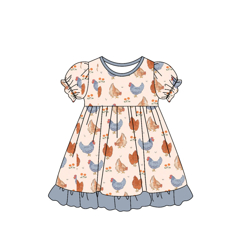 Toddle girls farm chicken design dress preorder