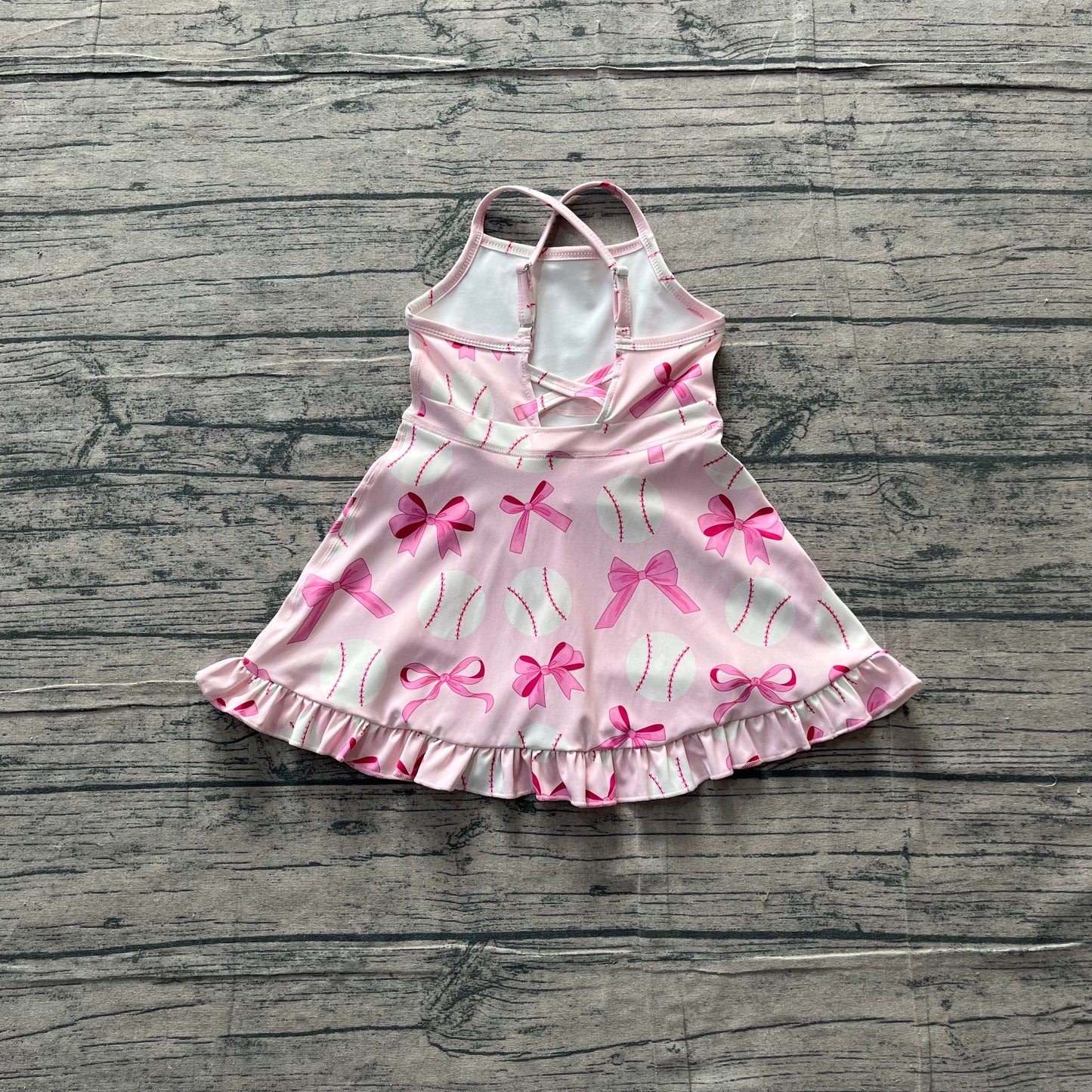 Baby girls pink bow baseball active wear athletic summer yoga skirt dress preorder