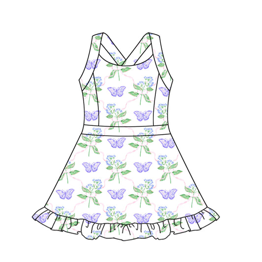 Baby girls butterfly active wear athletic summer yoga skirt dress preorder
