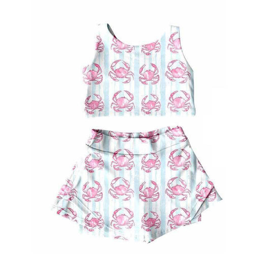Baby girls beach crab active wear athletic summer yoga outfit preorder