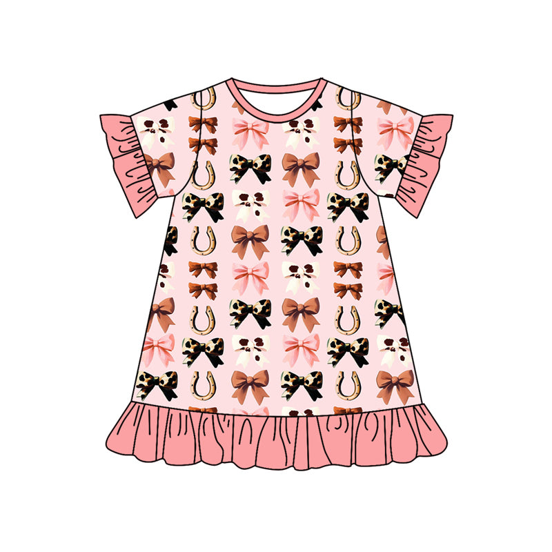 Toddle girls western pink bow summer dress preorder