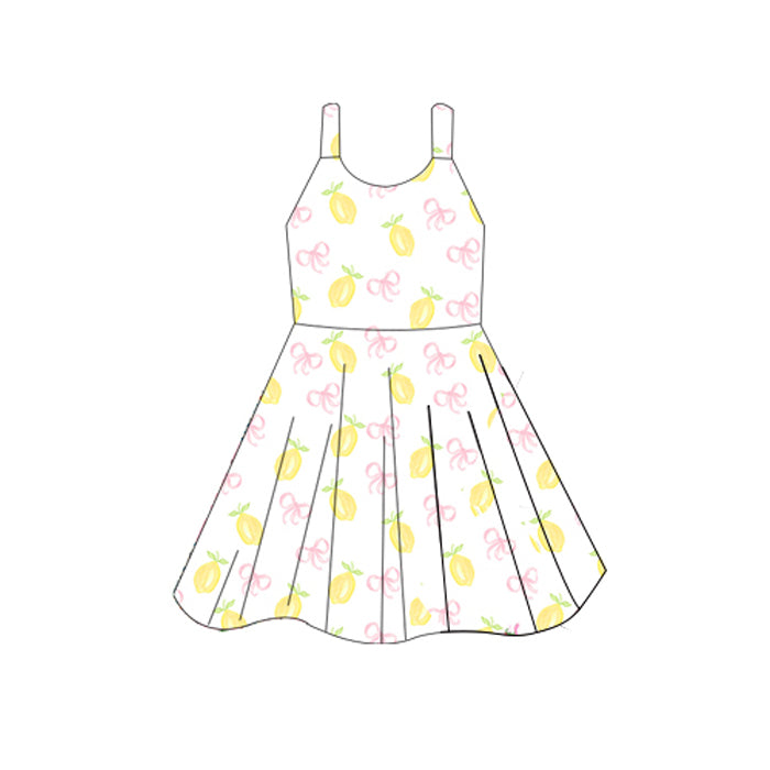 Toddle girls pink bow lemon summer dress preorder