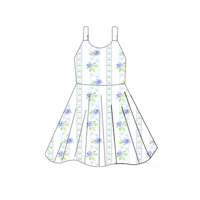 Toddle girls blue flowers summer dress preorder
