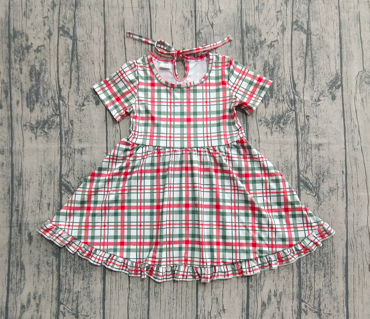 Toddle girls Christmas green red plaid dress preorder