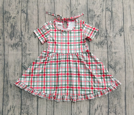 Toddle girls Christmas green red plaid dress preorder