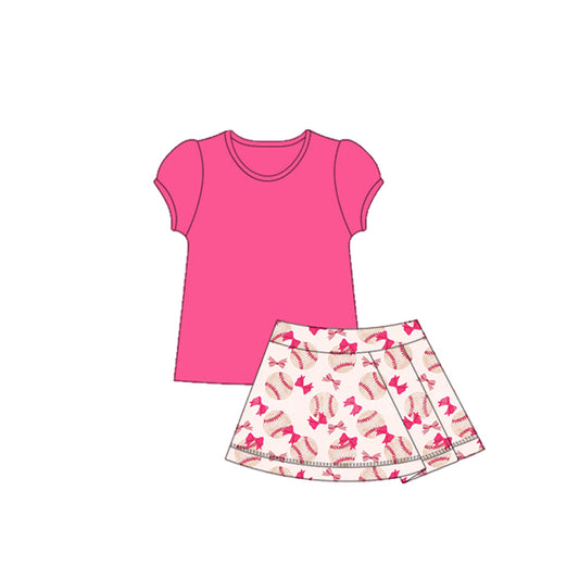Baby girls hot pink shirt baseball skirt active wear athletic summer yoga outfit preorder