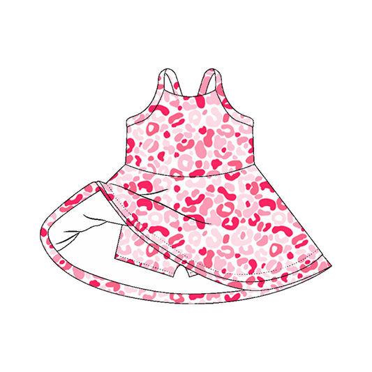 Baby girls hot pink leopard active wear athletic summer yoga  dress preorder