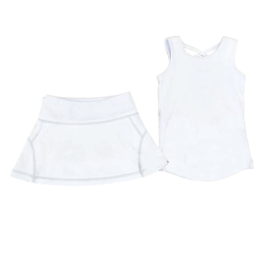 White color girls yoga active wear skort outfit preorder