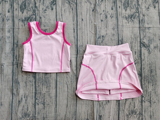 Pink yoga top matching skorts girls summer outfit preorder