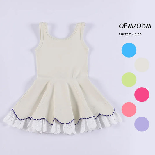Baby girls cream active wear athletic summer yoga lace ruffle dress preorder