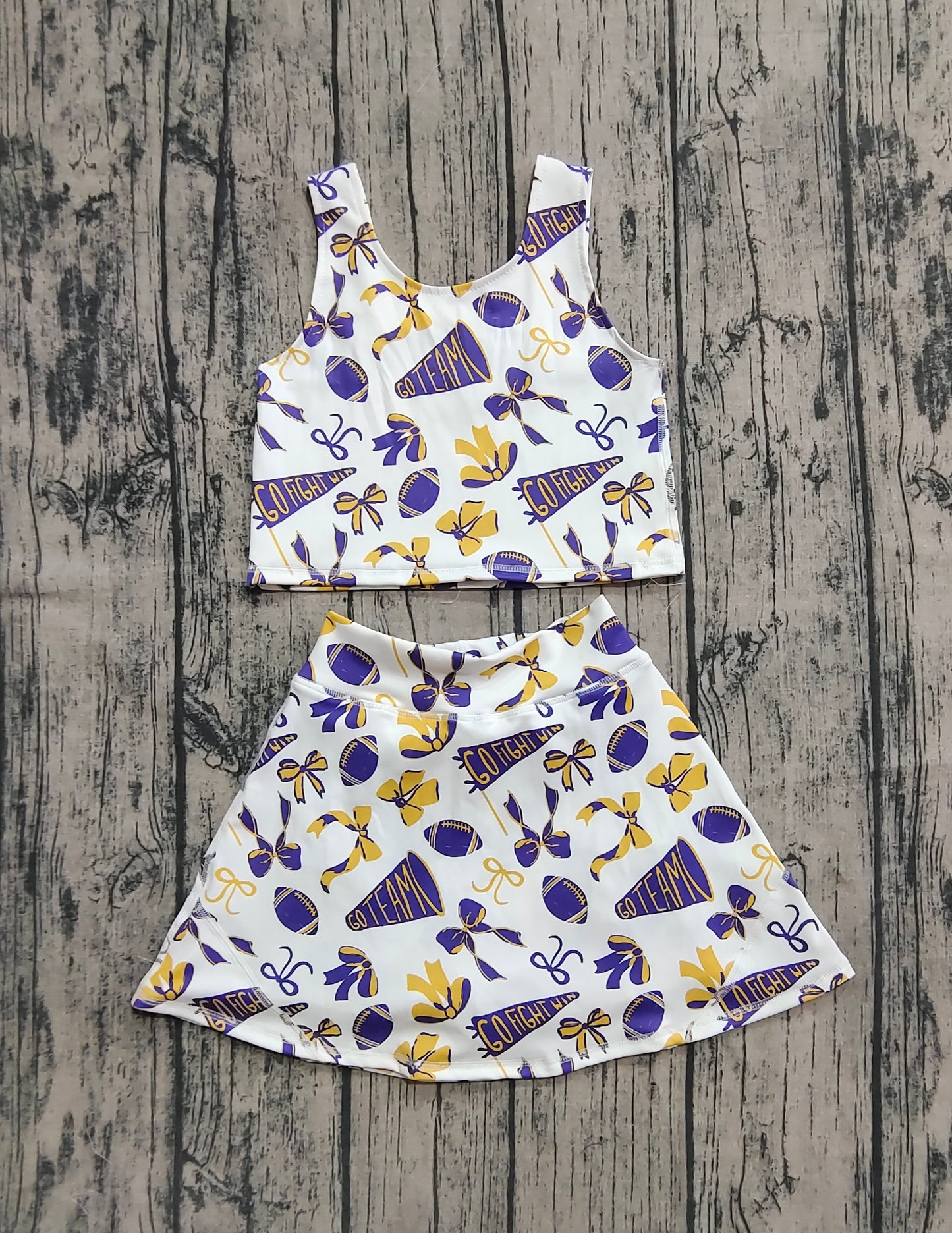 Baby girls football cheer active wear athletic summer purple yoga outfit preorder